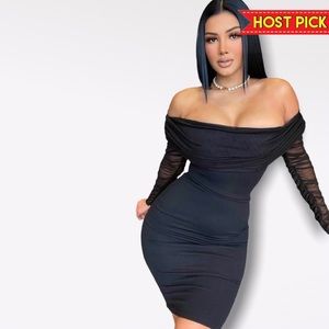 𝐅𝐀𝐒𝐇𝐈𝐎𝐍 𝐍𝐎𝐕𝐀 | RUCHED OFF THE SHOULDER BLACK DRESS